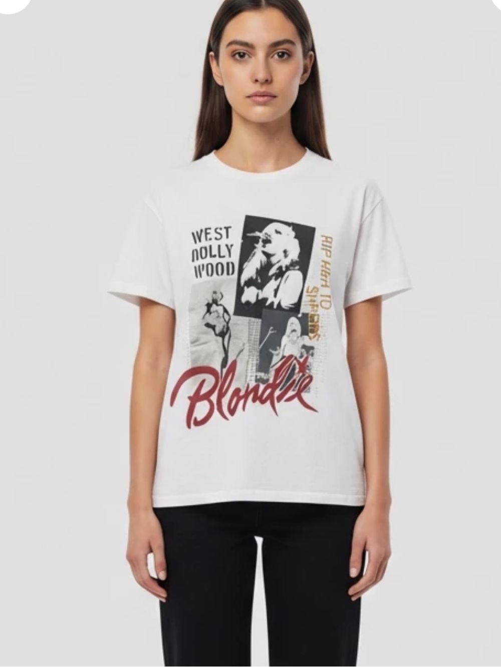 Blondie Graphic Tee - White Band Logo Women's Top